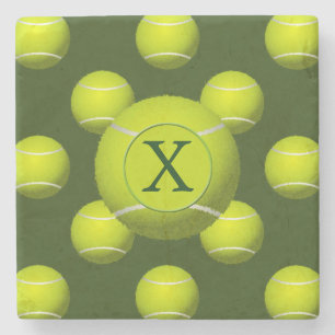 Mongram Tennis Balls Sportart Steinuntersetzer