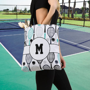 Mongram Tennis Racket Muster Tote Bag