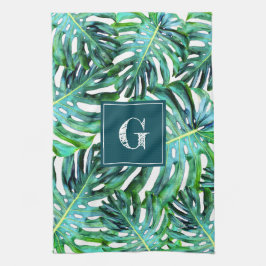 Mongram Tropical Greenerenerity Muster Monstera Le Geschirrtuch