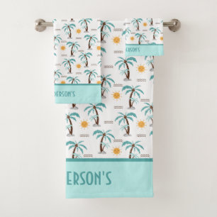 Mongram Tropical Summer Palm Trees Sunshine Beach Badhandtuch Set