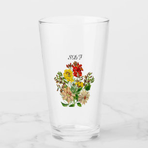 Mongram Vintage Blumenstrauß Glasbecher Glas
