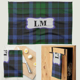 Mongram Wallace Tartan Blau Grün Sport & Küche Handtuch