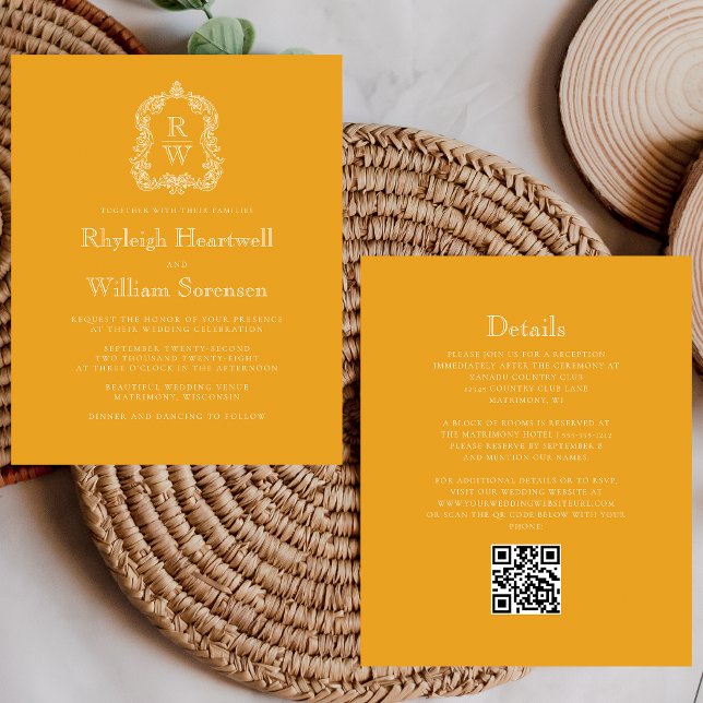 Mongram Wappen Marigold QR Code Hochzeit (Von Creator hochgeladen)