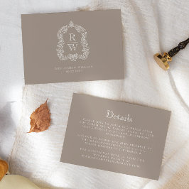 Mongram Wappen Taupe Wedding Details Begleitkarte