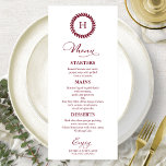 Mongram Wedding Menu Cards Burgundy Menükarte<br><div class="desc">Eine schicke Kalligraphy Wedding Menu Card. I do offer a free customisation service,  if you have any anfragen or special requests,  please feel free to contact me.</div>