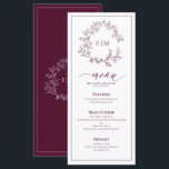 Mongram Wedding Menu von Burgundy Leafy Wappen Menükarte<br><div class="desc">Das Burgundy Monogram Wedding Menu, das für Paare mit schlichter Eleganz konzipiert ist, trifft auf zeitloses Design. Dieses Menü mit einem zarten, handgezeichnet Wappen und fließenden Schriften ergänzt perfekt einen anspruchsvollen Hochzeitstisch - ideal für Empfänge im Weingarten, intime Gartenangelegenheiten oder große Festlichkeiten im Ballsaal. Dieses Stück wurde für eine nahtlose...</div>