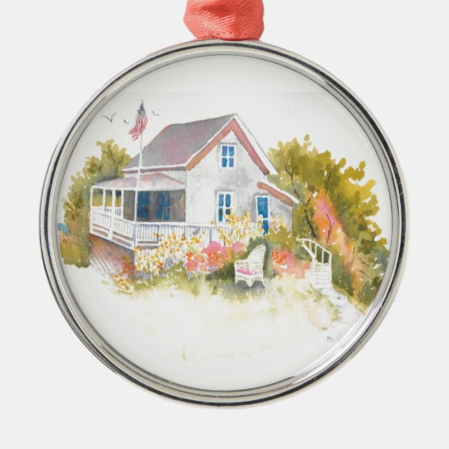 Monhegan Hütte J Kilburn Ornament Aus Metall (Vorne)