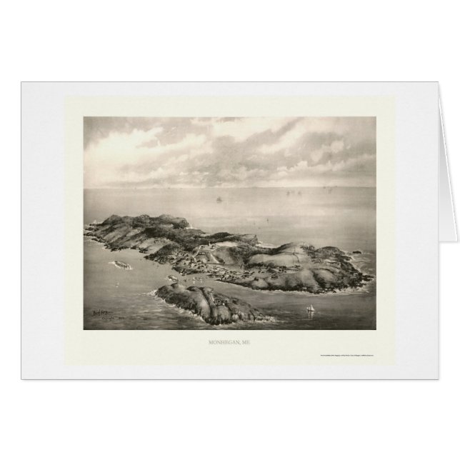 Monhegan, ICH panoramische Karte - 1896 (Vorderseite (Horizontal))
