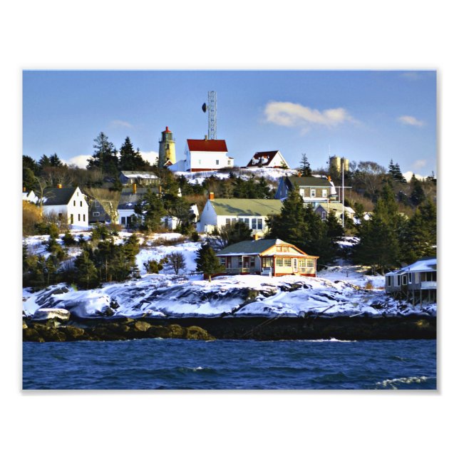Monhegan Island Lighthouse, Maine Fotodruck (Vorne)