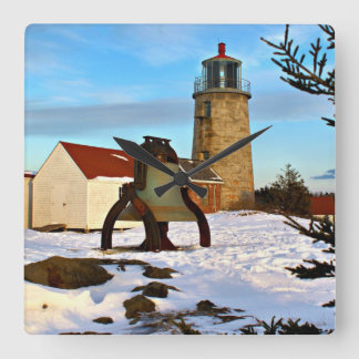 Monhegan Island Lighthouse, Maine Quadratische Wanduhr