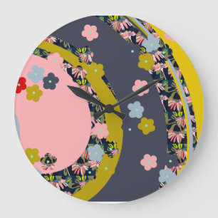 Monjii Floral Clock Große Wanduhr