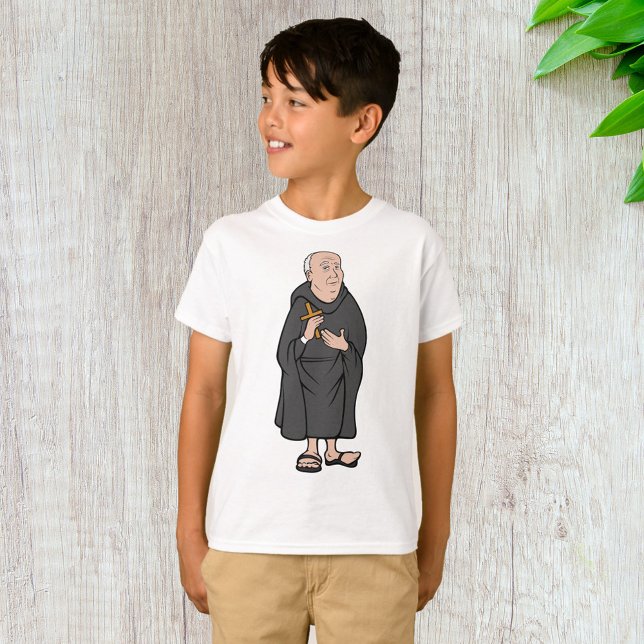 Monk Holding Cross in Robe Mittelalterliche Religi T-Shirt (Von Creator hochgeladen)