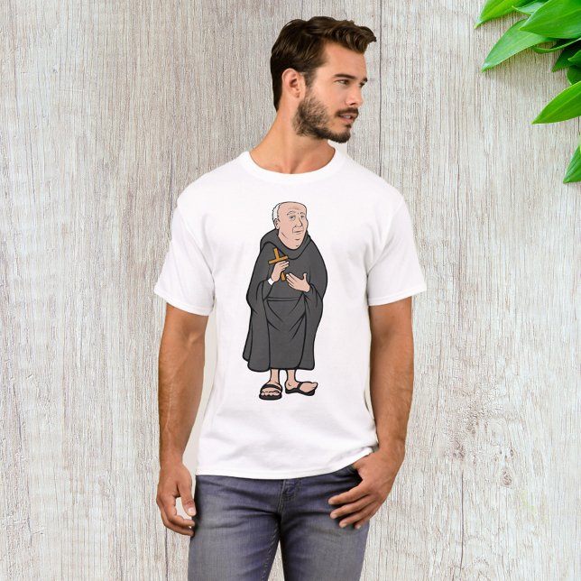 Monk Holding Cross in Robe Mittelalterliche Religi T-Shirt (Von Creator hochgeladen)