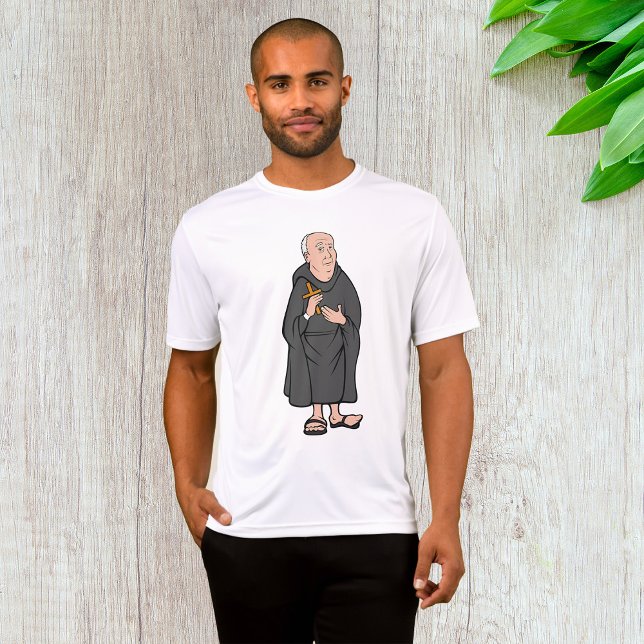 Monk Holding Cross in Robe Mittelalterliche Religi T-Shirt (Von Creator hochgeladen)