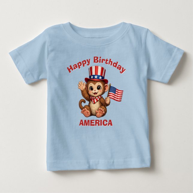 Monkey (5g) Patriotic Kid T-Shirt (Vorderseite)