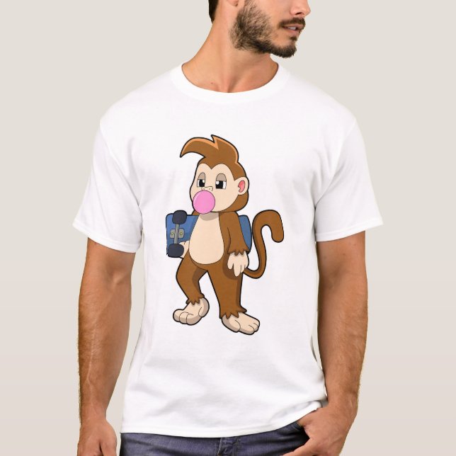 Monkey as Skater with Skateboard T-Shirt (Vorderseite)