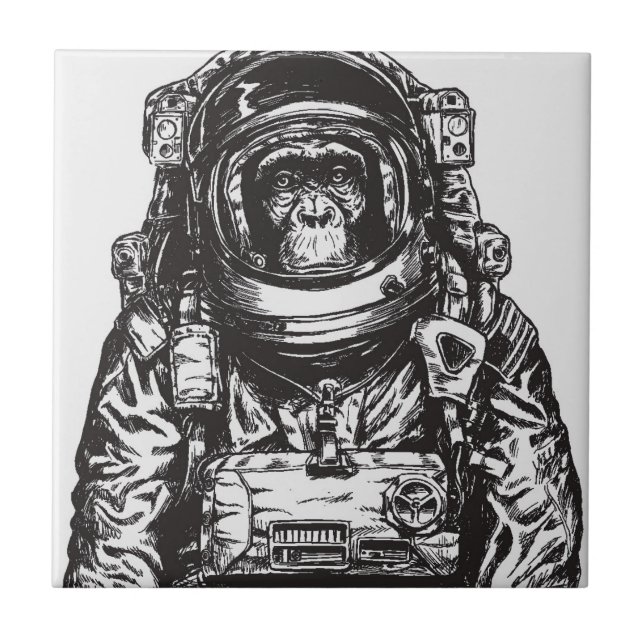 Monkey Astronaut Fliese (Vorderseite)