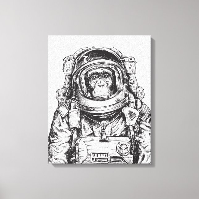 Monkey Astronaut Leinwanddruck (Vorderseite)