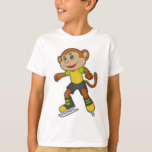 Monkey at Ice skating with Ice skates T-Shirt