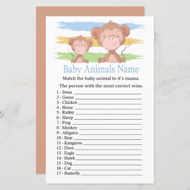 Monkey Baby Animals Name Game (Vorne/Hinten)