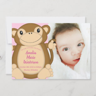 Monkey Baby Dusche Pink Einladung