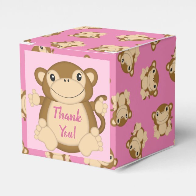 Monkey Baby Dusche Pink Geschenkschachtel (Vorderseite)