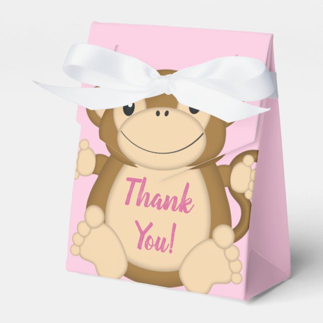 Monkey Baby Dusche Pink Geschenkschachtel (Vorderseite)