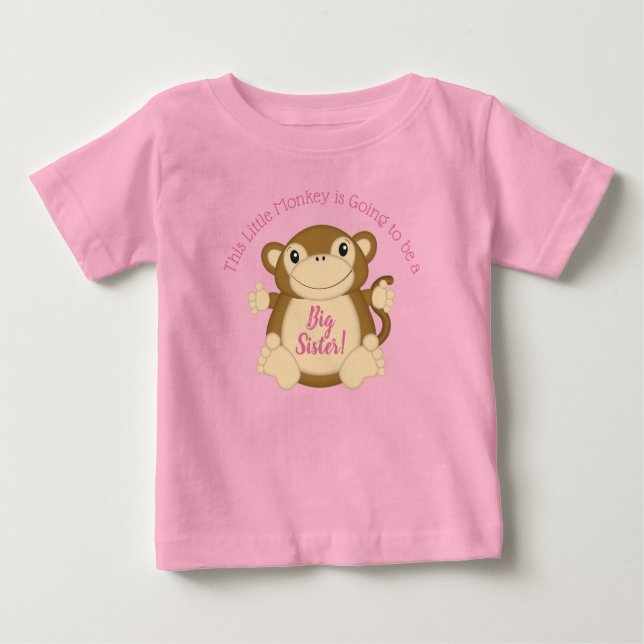Monkey Baby Dusche Pink T-shirt (Vorderseite)