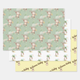 Monkey Baby Duschpapier Geschenkpapier Set