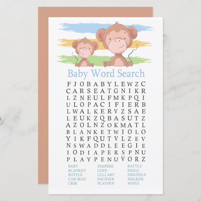 Monkey Baby Shooter Word Search Game (Vorne/Hinten)