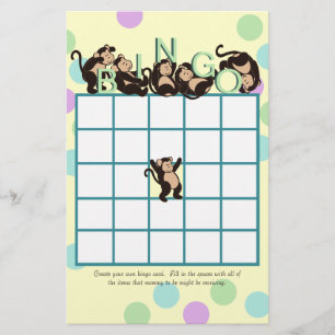 Monkey Baby Shower Bingo