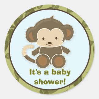 Monkey Baby Shower Blindfarbenetiketten/Siegel CA- Runder Aufkleber