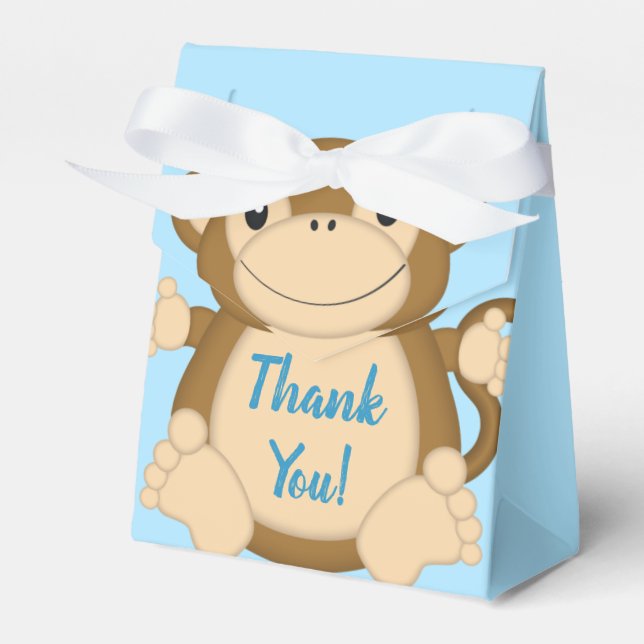 Monkey Baby Shower Blue Geschenkschachtel (Vorderseite)