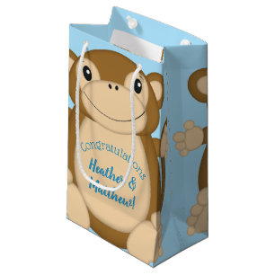 Monkey Baby Shower Blue Kleine Geschenktüte