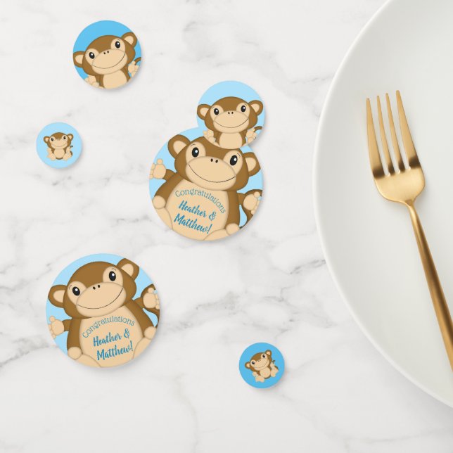 Monkey Baby Shower Blue Konfetti (Gruppe)