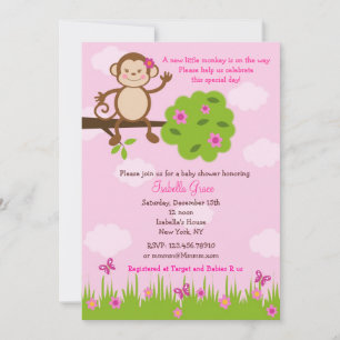 Monkey Baby Shower Einladungen Mädchen