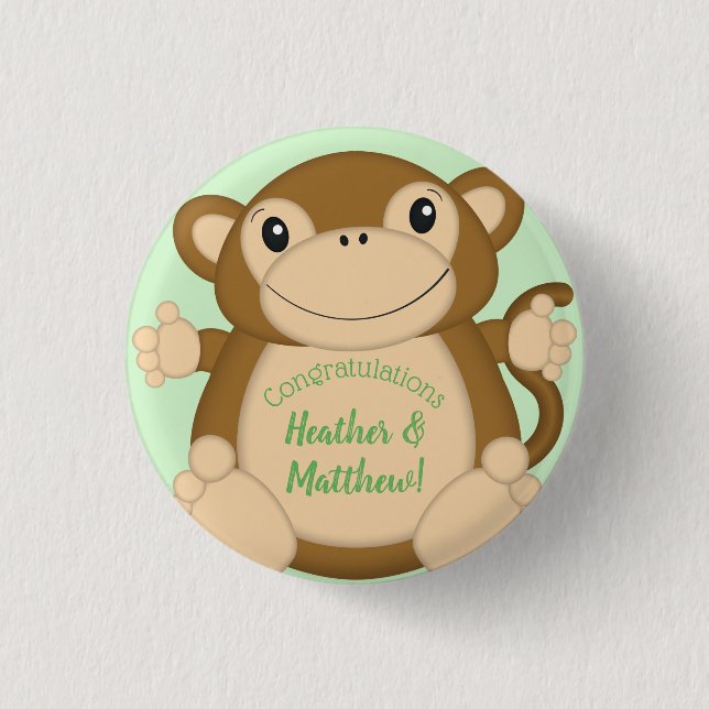 Monkey Baby Showgrün Button (Vorderseite)