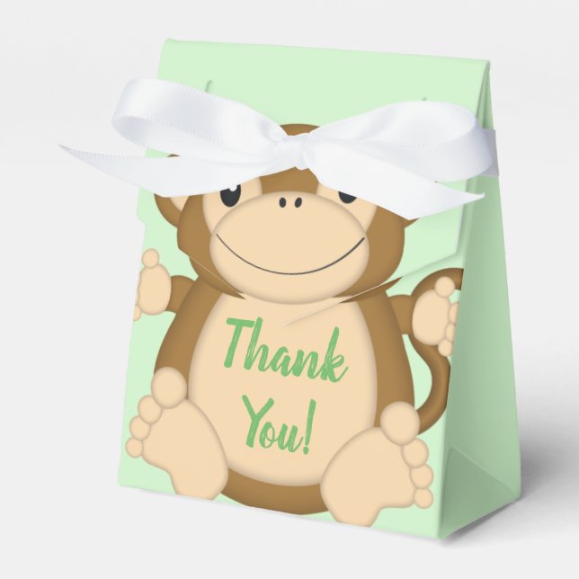 Monkey Baby Showgrün Geschenkschachtel (Vorderseite)