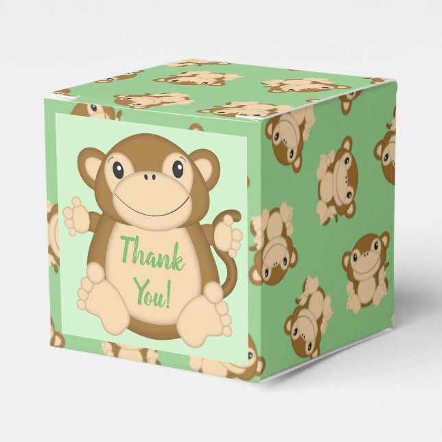 Monkey Baby Showgrün Geschenkschachtel (Vorderseite)