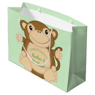 Monkey Baby Showgrün Große Geschenktüte