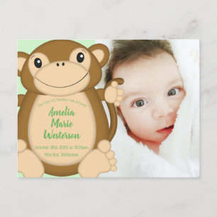 Monkey Baby Showgrün Postkarte