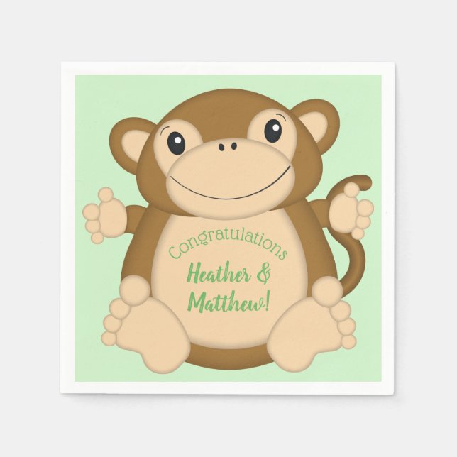 Monkey Baby Showgrün Serviette (Vorderseite)