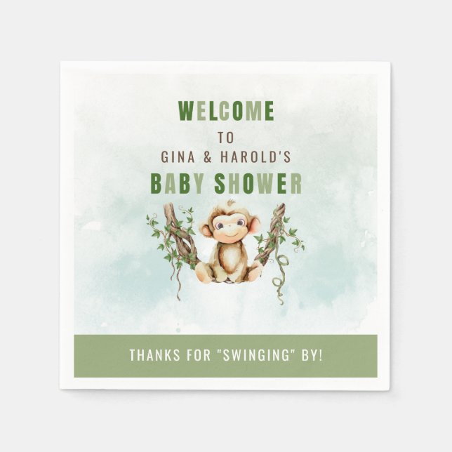 Monkey Baby Showpapier Napkins Serviette (Vorderseite)