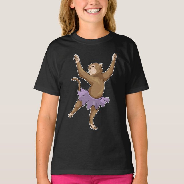 Monkey Ballerina Ballerina Ballett Tanz T-Shirt (Vorderseite)