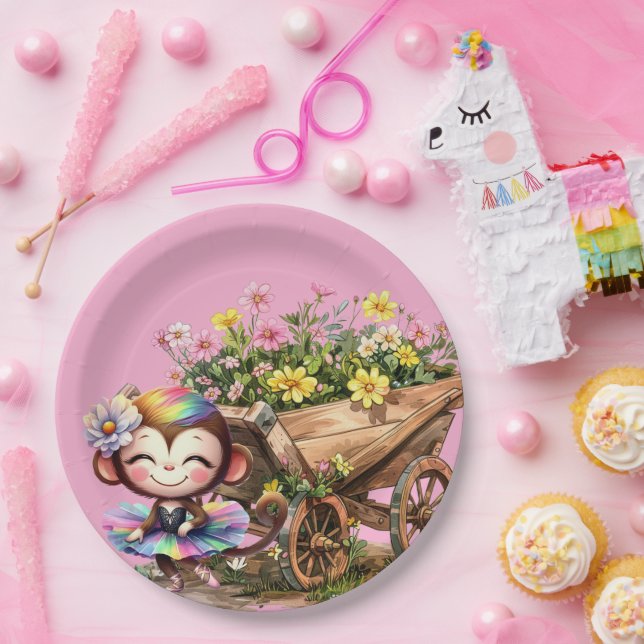 Monkey Ballerina Pappteller (Party)