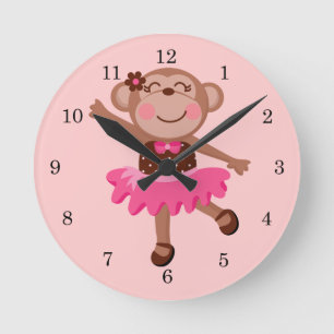 Monkey Ballerina Runde Wanduhr