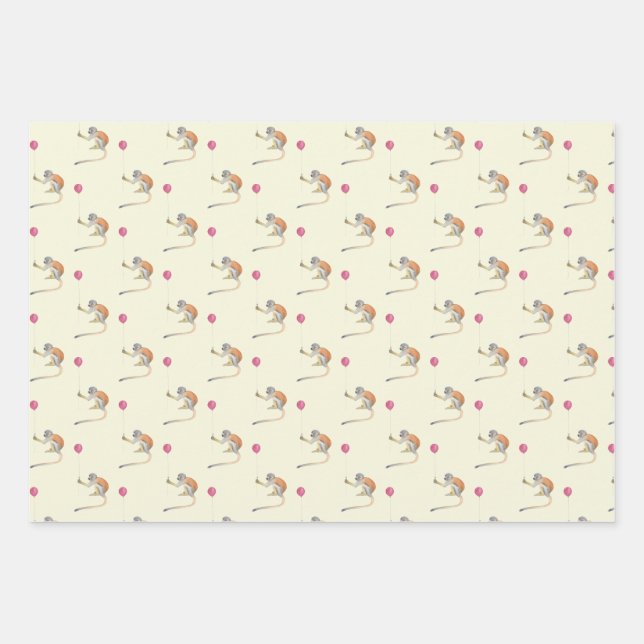 Monkey Balloon Party Cadeaupapier Set - Tonkinson Geschenkpapier Set (Vorderseite)