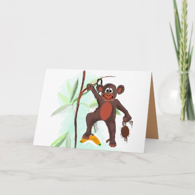 Monkey Banana Coconut Tree Karte (Vorderseite)