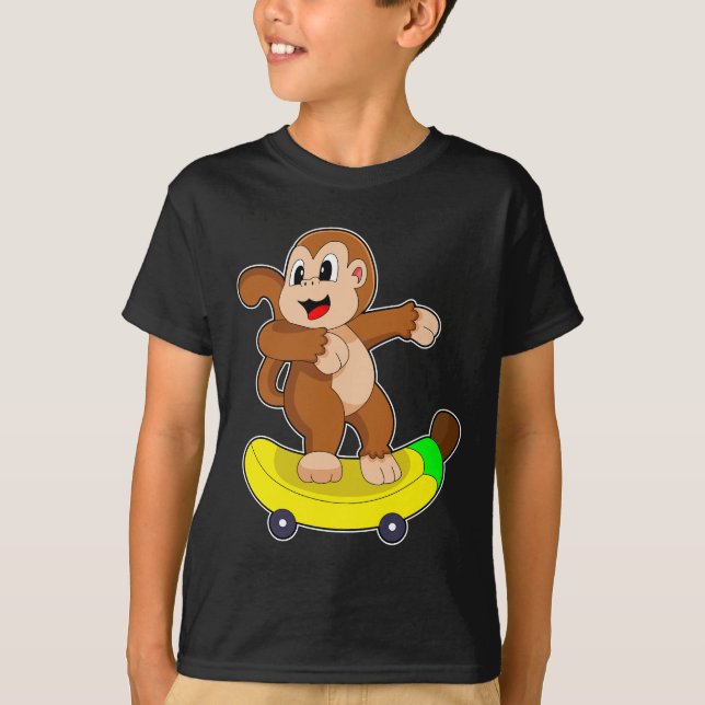 Monkey Banana Skater Skateboard T-Shirt (Vorderseite)