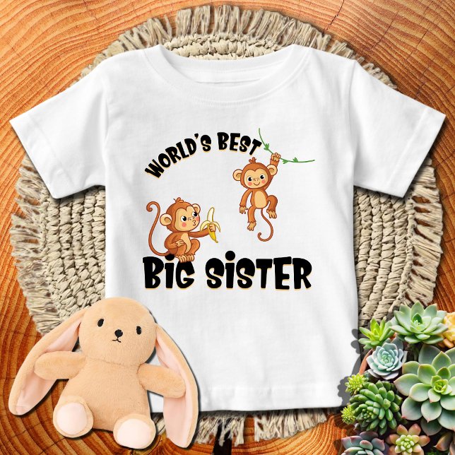 Monkey 🙈 Banana World's Best Big Sister Baby T-shirt (Von Creator hochgeladen)